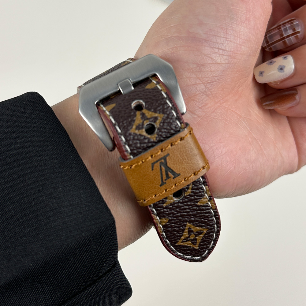 Luxury Leather Monogram Apple Watch Band Small Printing-GELV065
