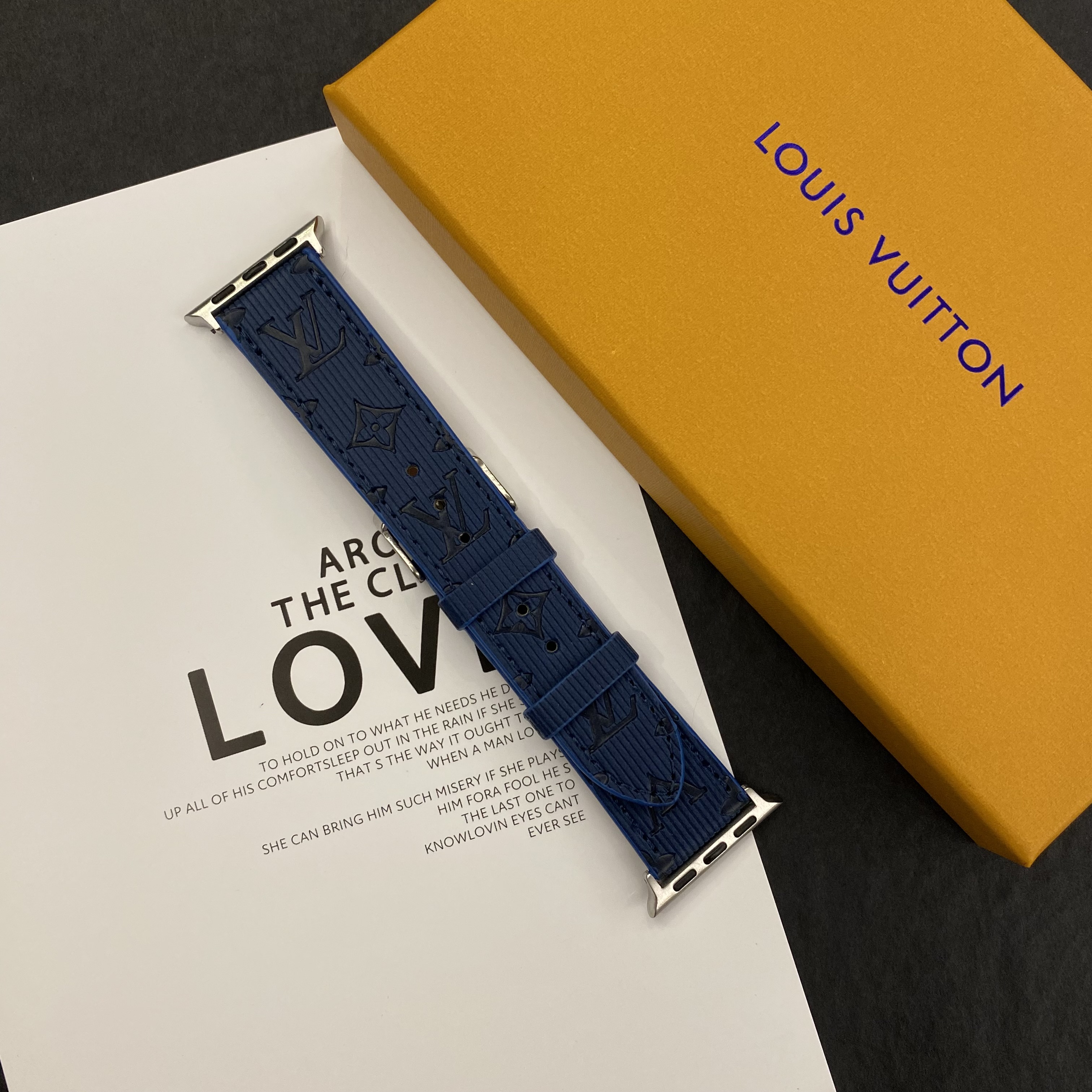 Luxury Monogram Apple Watch Band Leather Blue-SW24422-GTOCASE