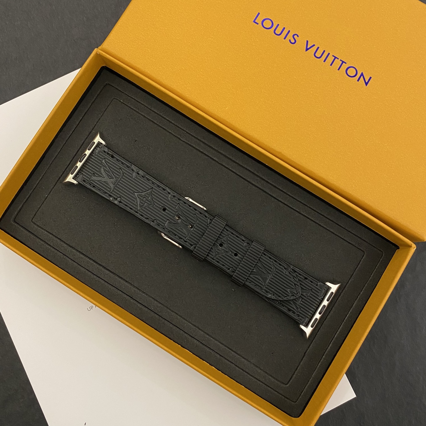 Luxury Monogram Apple Watch Band Leather Black-SW24422-GTOCASE