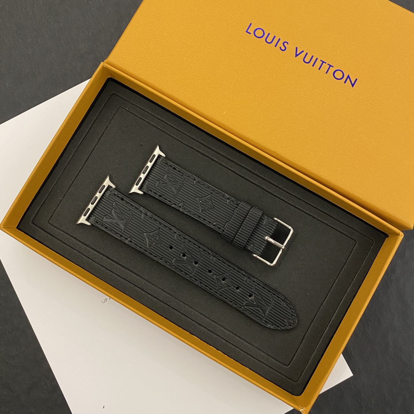 Luxury Monogram Apple Watch Band Leather Black-SW24422-GTOCASE