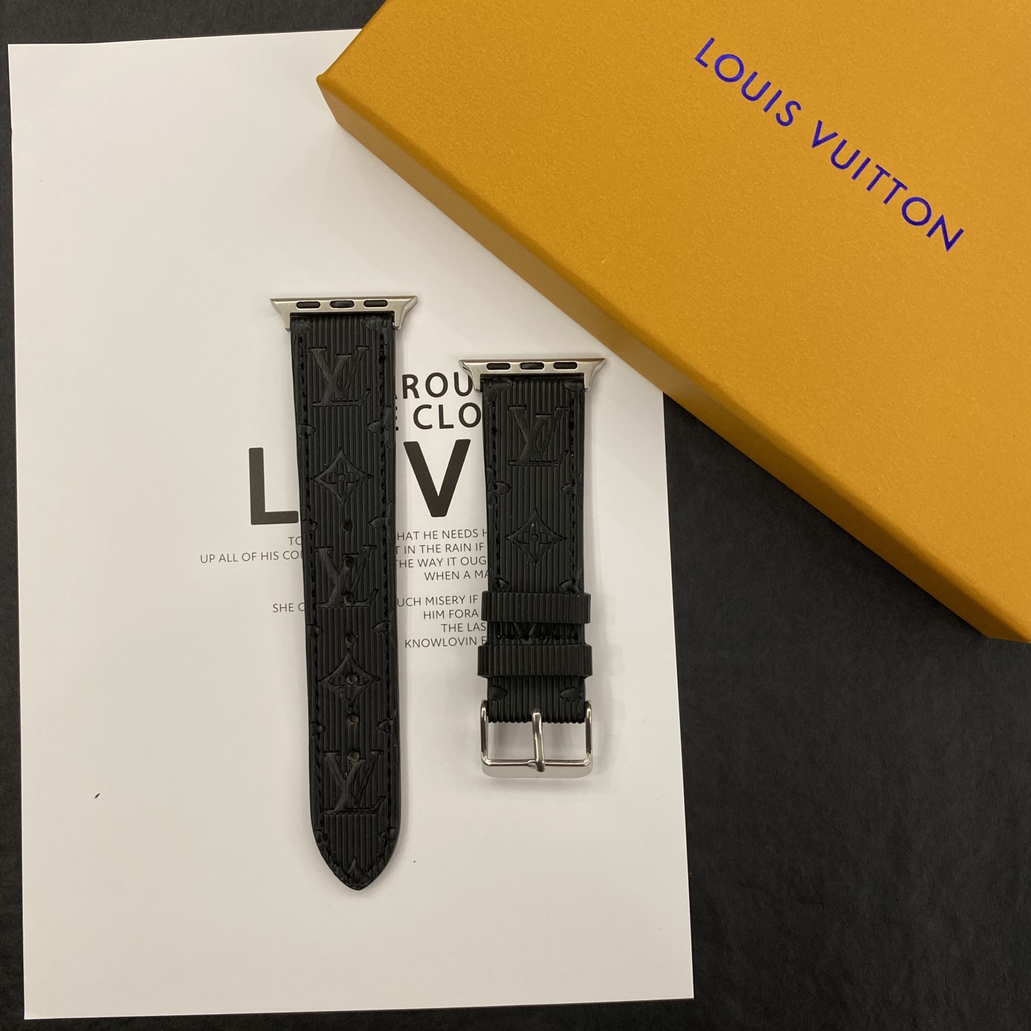 Luxury Monogram Apple Watch Band Leather Black-SW24422-GTOCASE