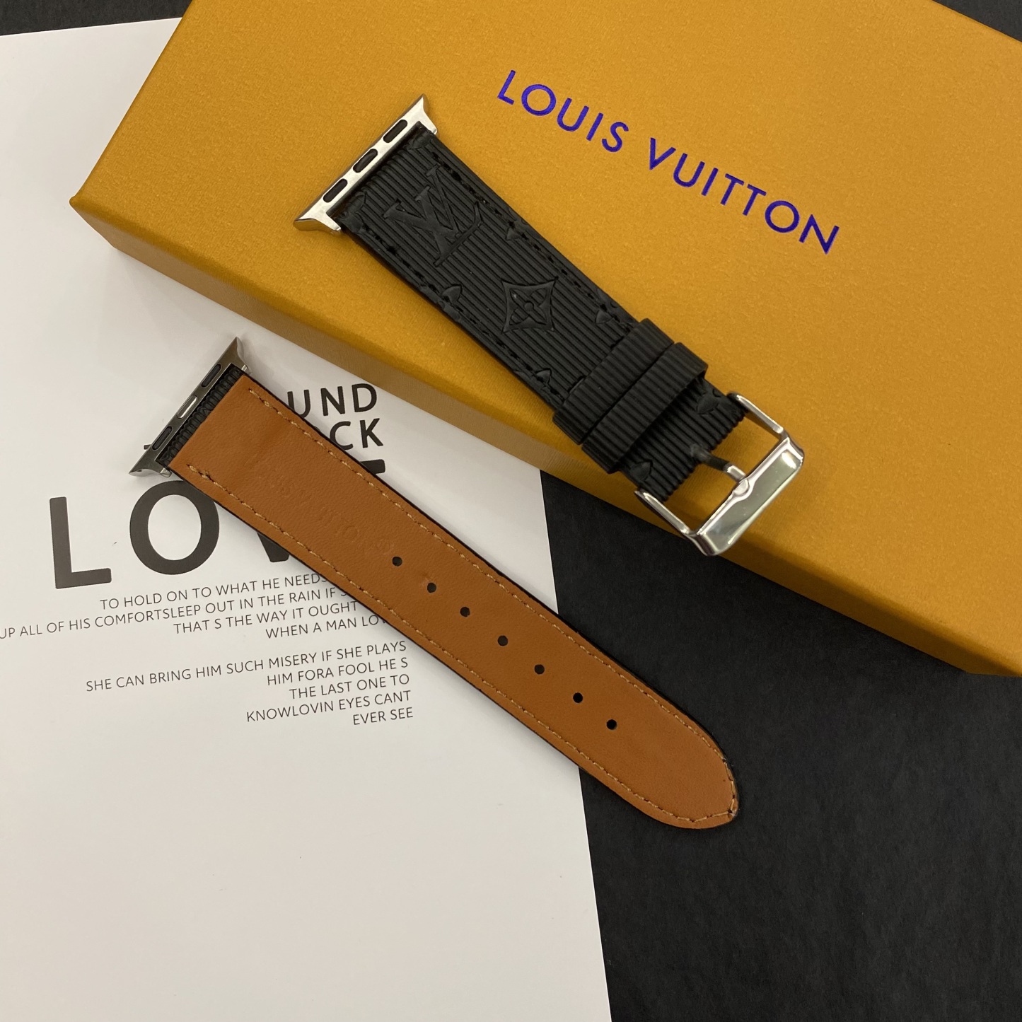 Luxury Monogram Apple Watch Band Leather Black-SW24422-GTOCASE