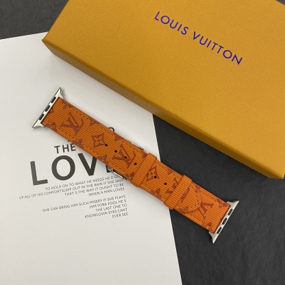Luxury Monogram Apple Watch Band Leather Orange-SW24422-GTOCASE