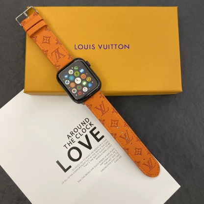 Luxury Monogram Apple Watch Band Leather Orange-SW24422-GTOCASE