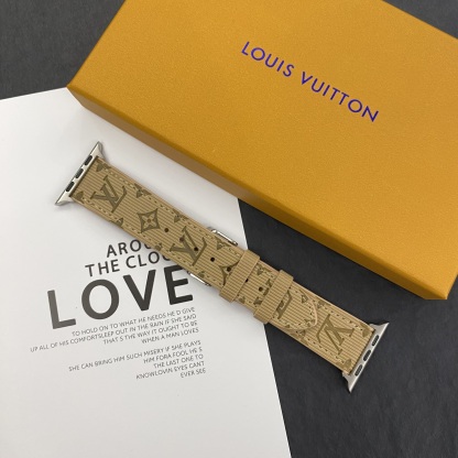 Luxury Monogram Apple Watch Band Leather Coffee-SW24422-GTOCASE