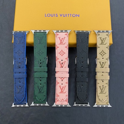 Luxury Monogram Apple Watch Band Leather Coffee-SW24422-GTOCASE