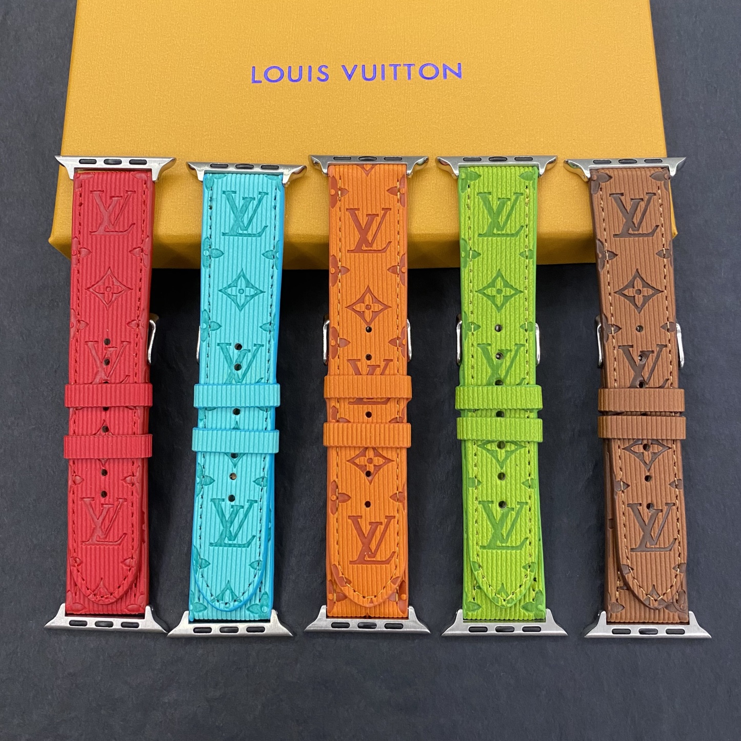 Luxury Monogram Apple Watch Band Leather Orange-SW24422-GTOCASE