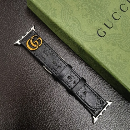 Leather GG Apple Watch Band Black-YH24422-GTOCASE