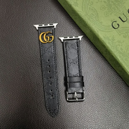 Leather GG Apple Watch Band Black-YH24422-GTOCASE
