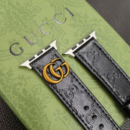 Leather GG Apple Watch Band Black-YH24422-GTOCASE