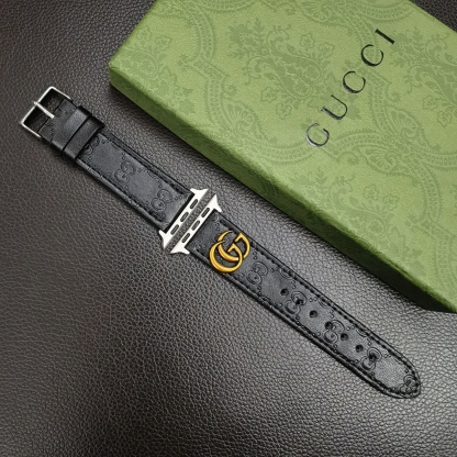 Leather GG Apple Watch Band Black-YH24422-GTOCASE
