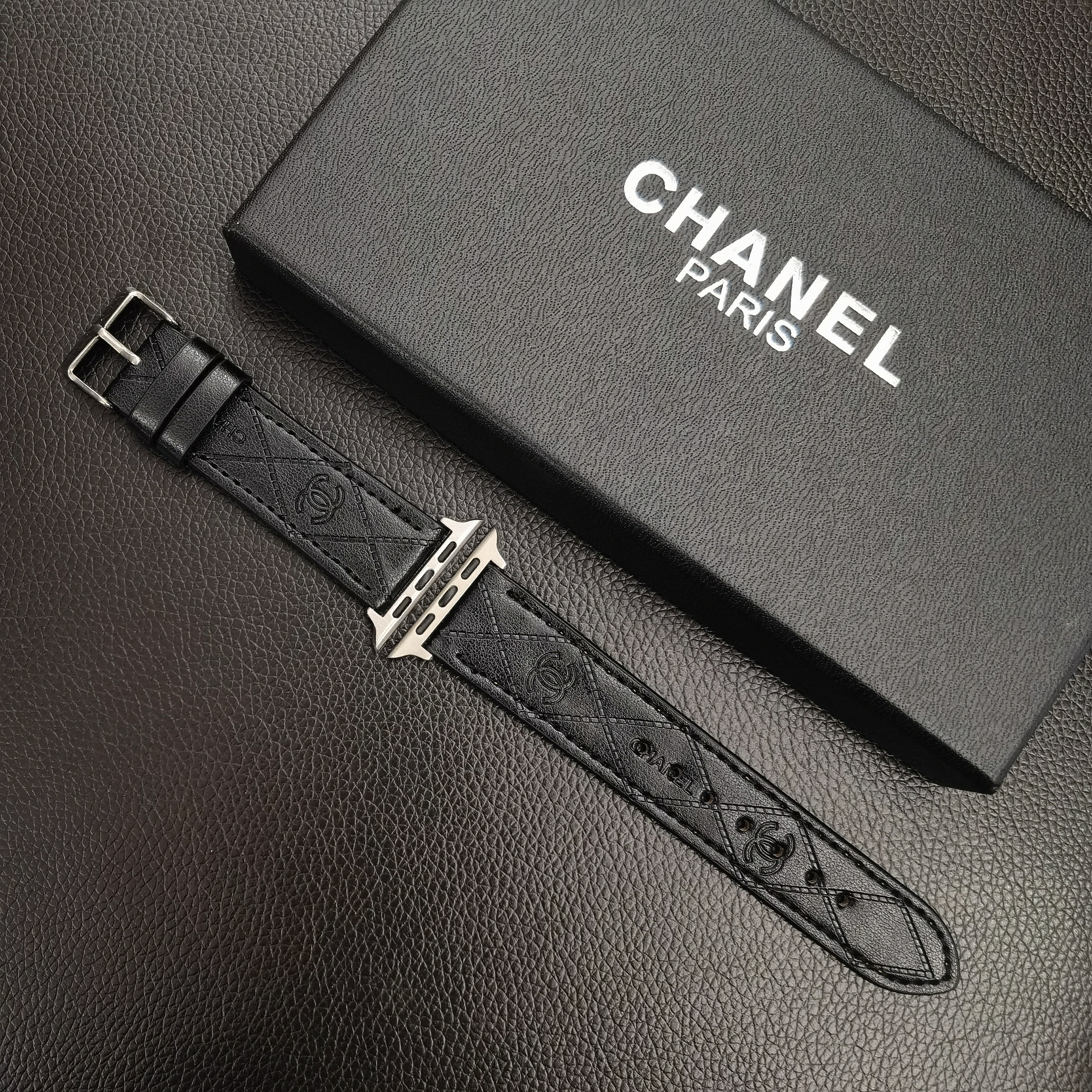 Leather CC Apple Watch Band Black-MLG24422-GTOCASE