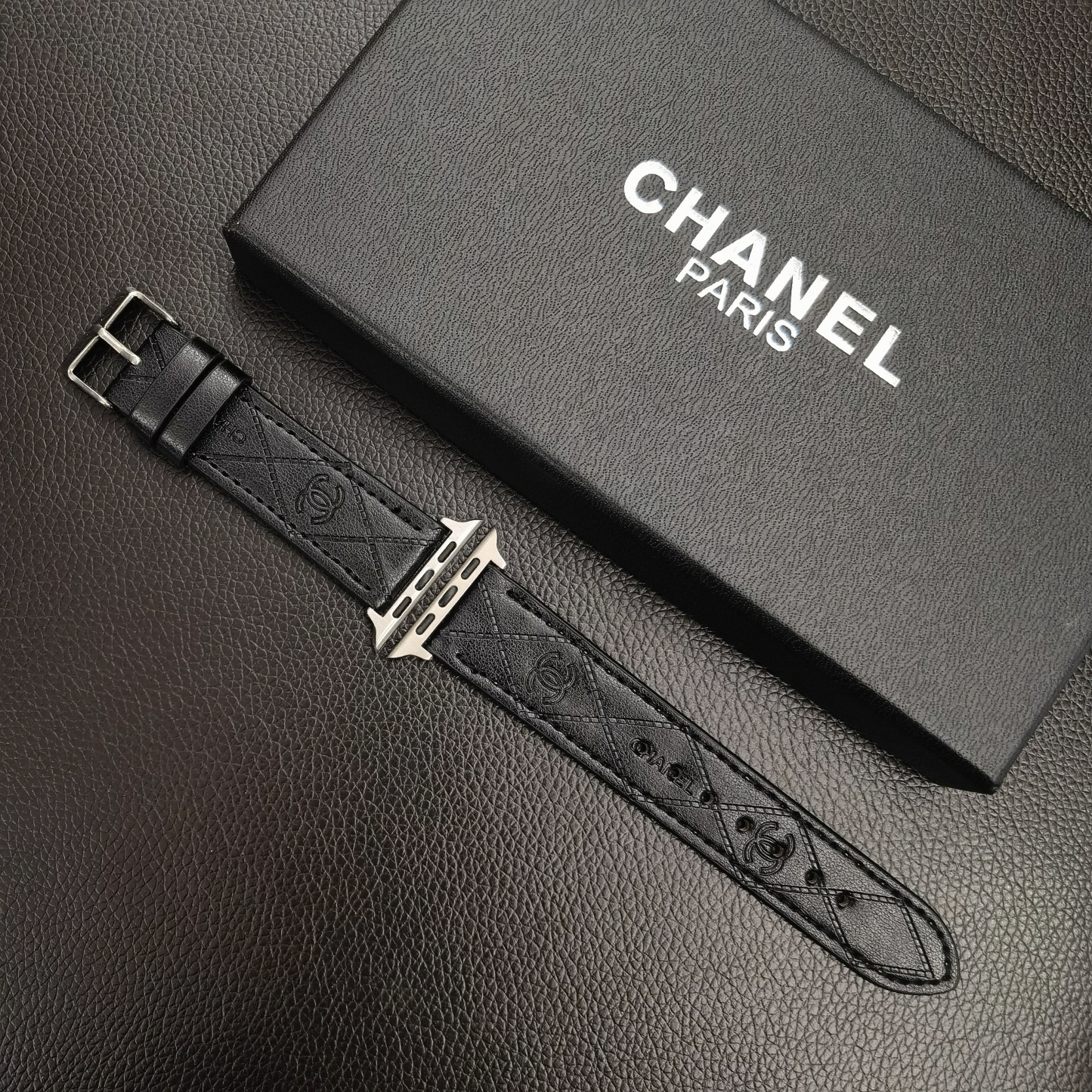 Leather CC Apple Watch Band Black-MLG24422-GTOCASE
