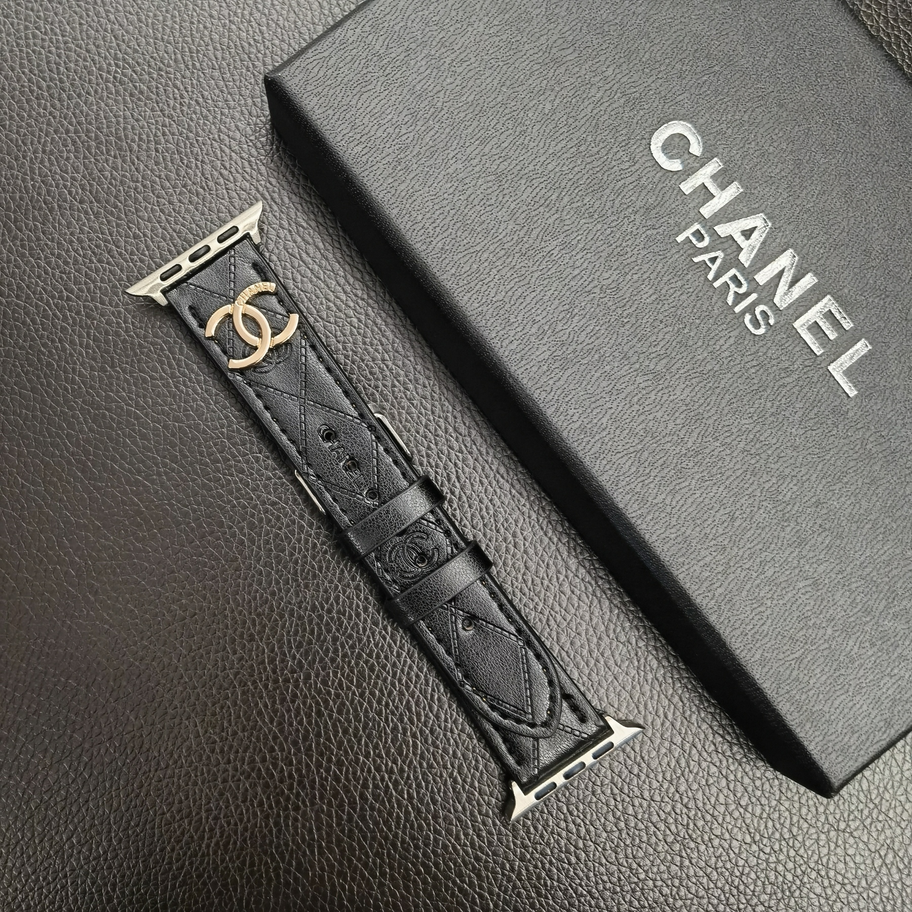 Luxury CC Apple Watch Band Black-YHK2405059-GTOCASE