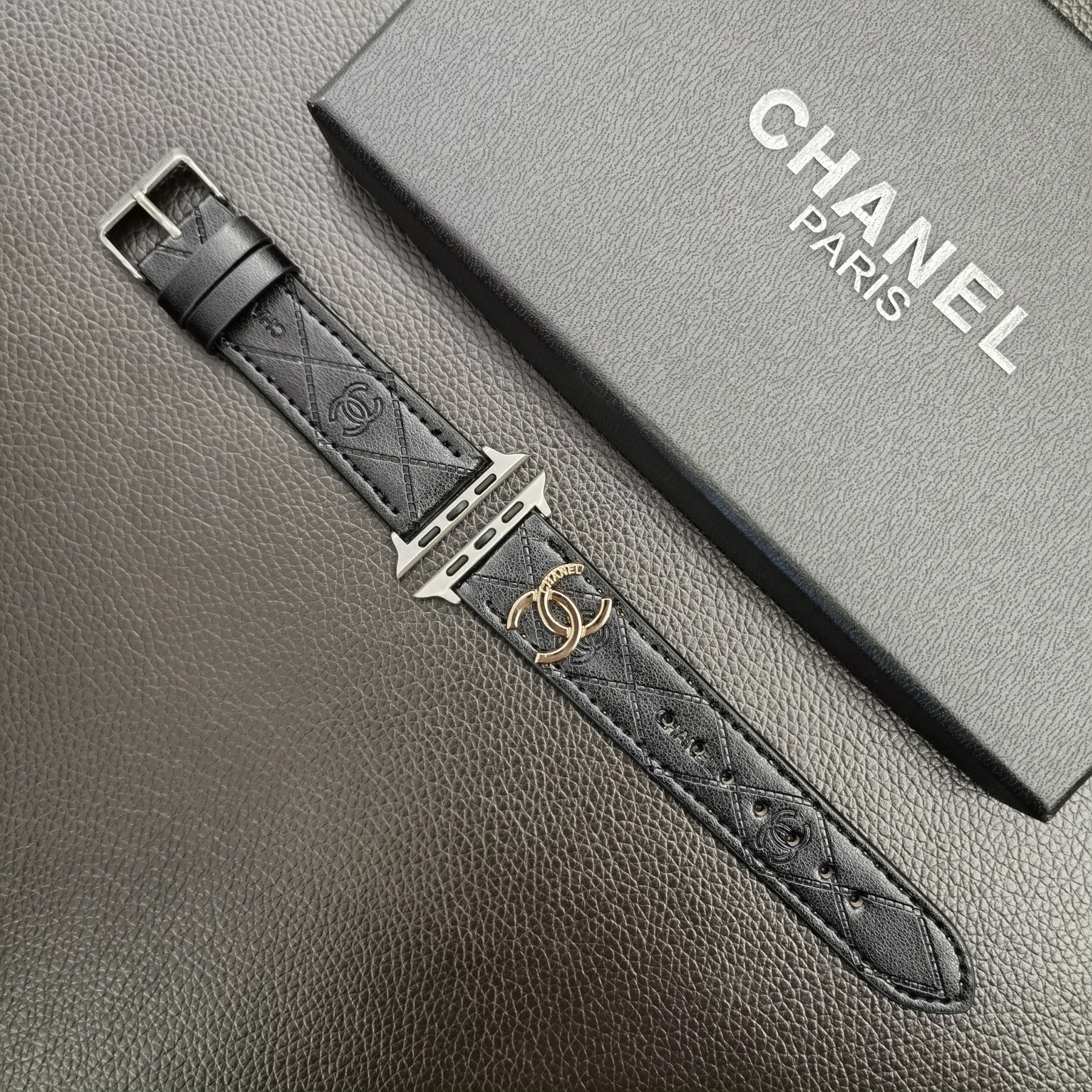 Luxury CC Apple Watch Band Black-YHK2405059-GTOCASE
