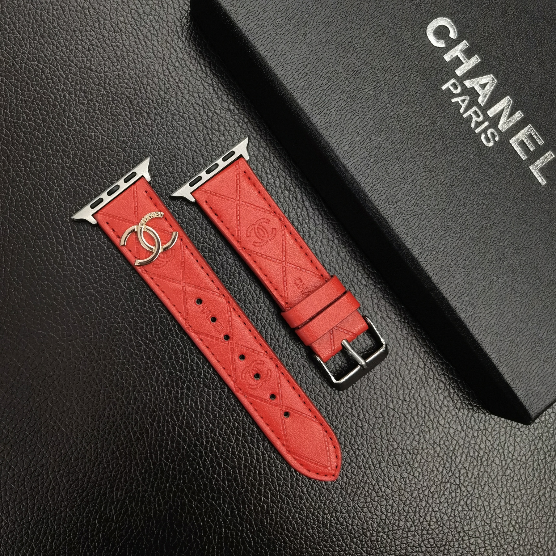 Luxury CC Apple Watch Band Red-YHK2405059-GTOCASE