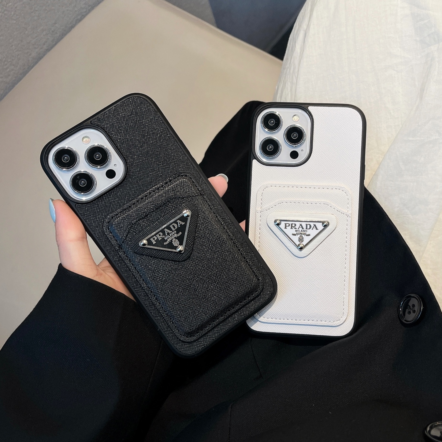 Classic PR iPhone Case With Card Holder White -JDB240403-GTOCASE