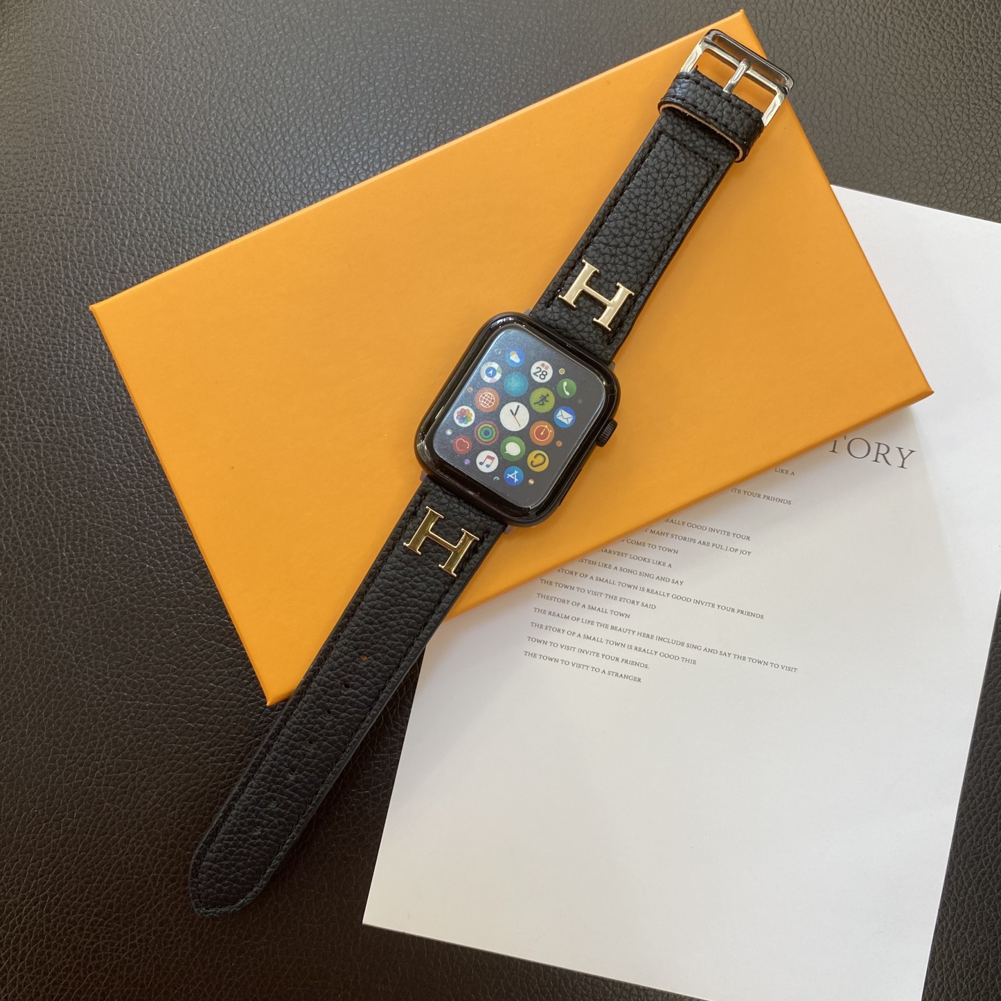 Luxury H Apple Watch Band Black-ZP240509-GTOCASE