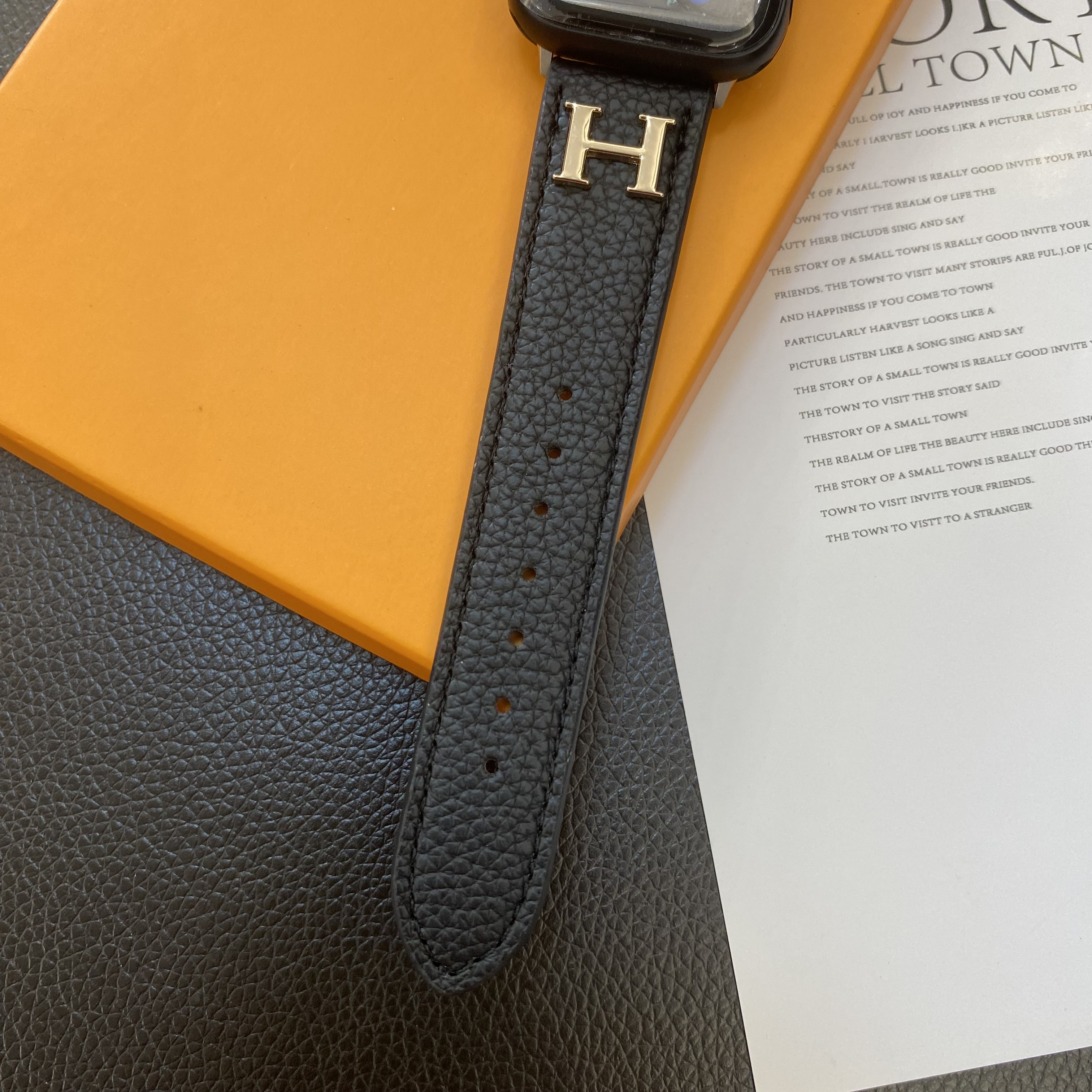 Luxury H Apple Watch Band Black-ZP240509-GTOCASE