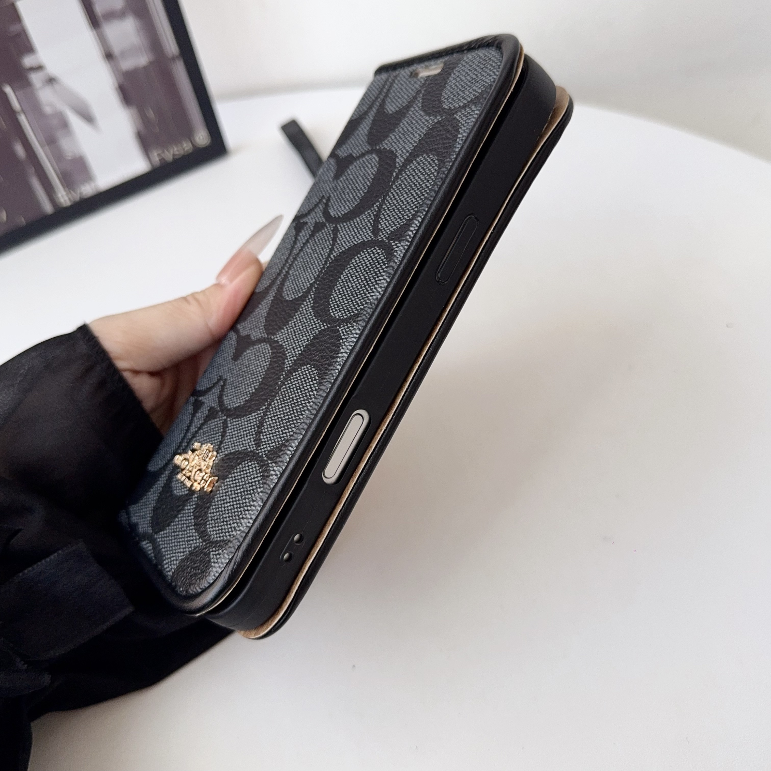 Classic Leather CH iPhone Case With Fold Wallet And Strap-LBPL005