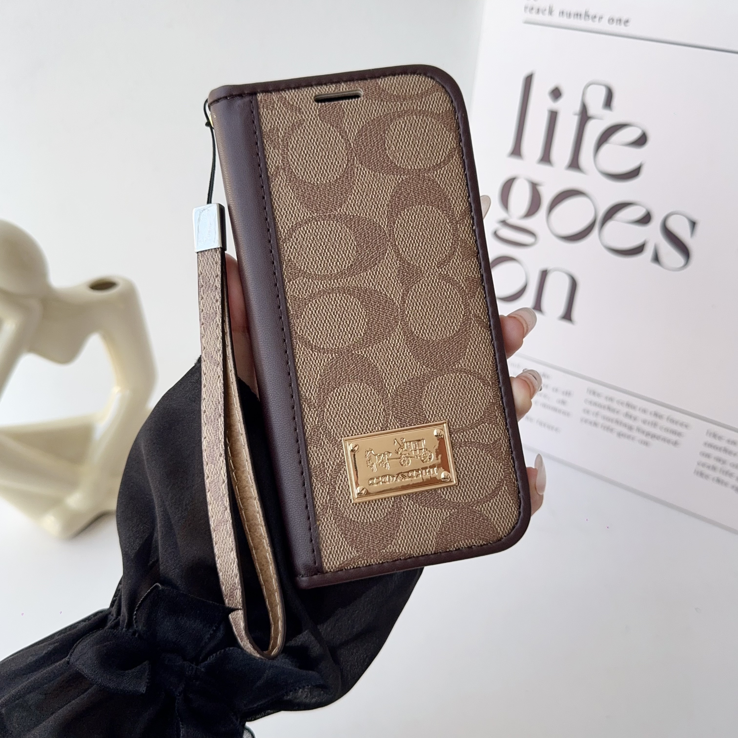 Leather Fold CH iPhone Case With Wallet And Strap-ZDK002