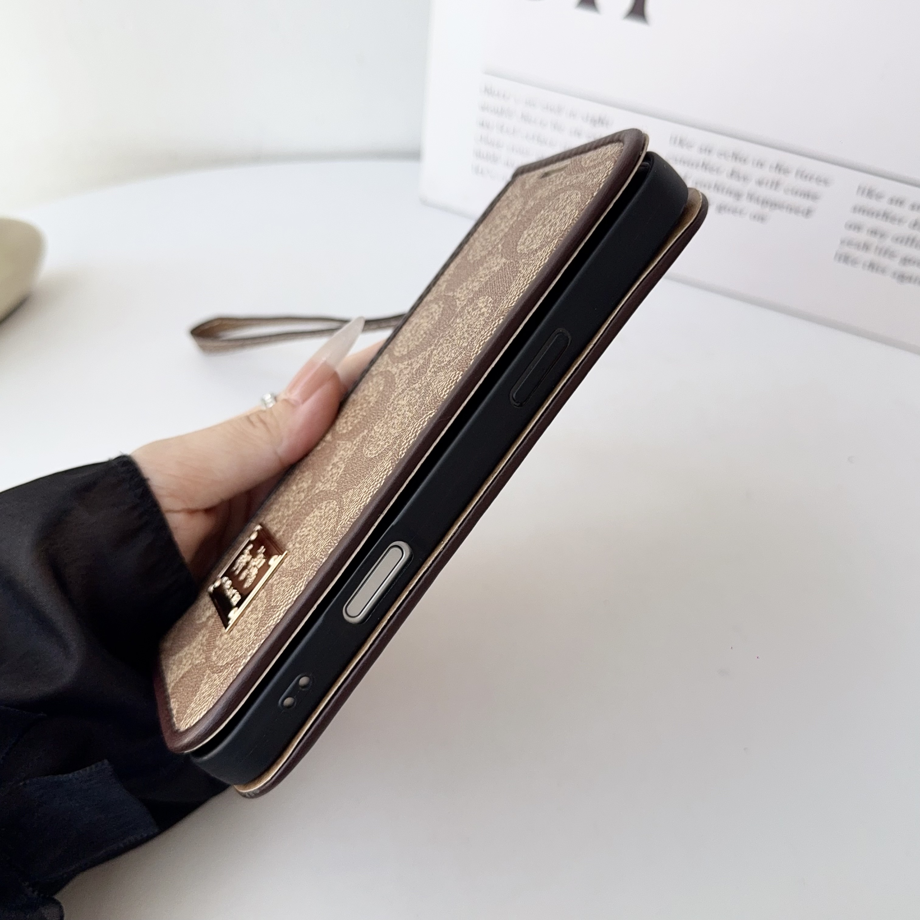 Leather Fold CH iPhone Case With Wallet And Strap-ZDK002