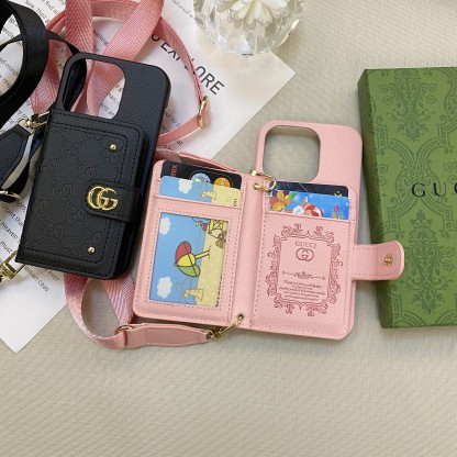 GG iPhone Case With Wallet And Strap Black -ZY241720-GTOCASE