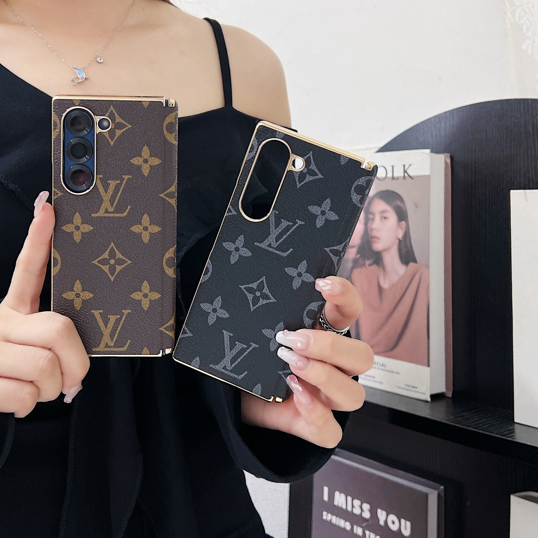 Classic Leather Monogram Samsung Galaxy Z Fold Series Case-GELV106