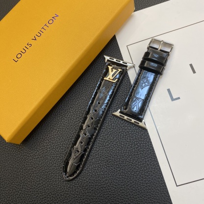 Leather Monogram Apple Watch Band Black-LG241809-GTOCASE