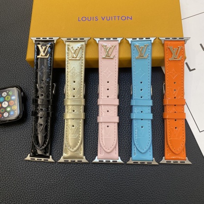 Leather Monogram Apple Watch Band Black-LG241809-GTOCASE