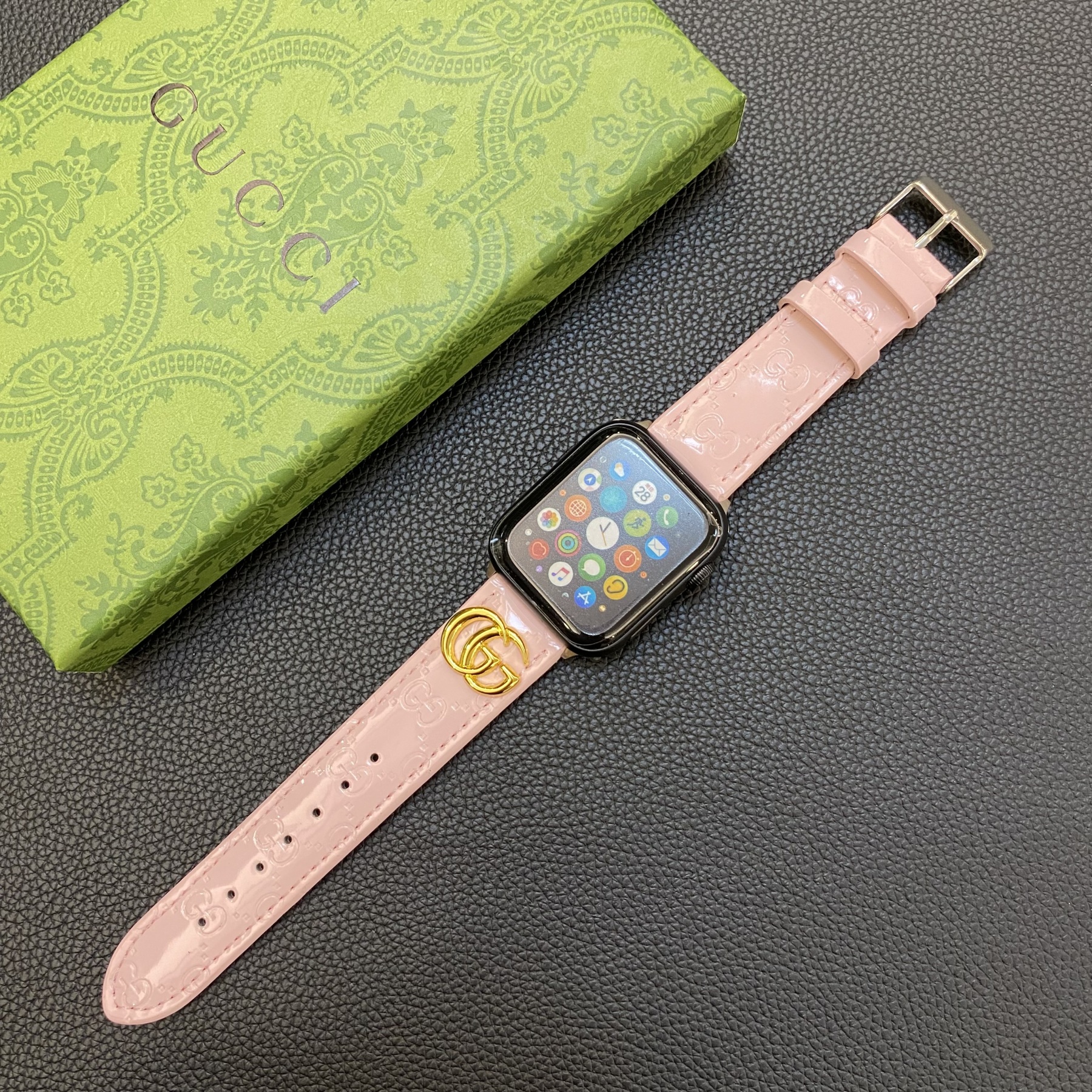 Leather GG Apple Watch Band Pink-LGk240509-GTOCASE