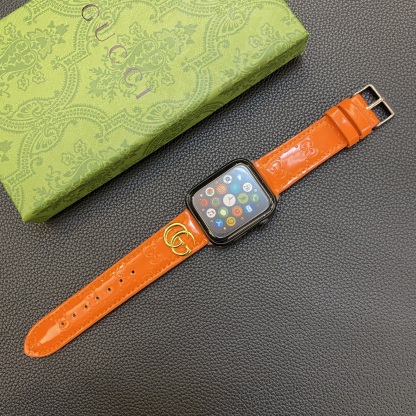 Leather GG Apple Watch Band Orange-LGk240509-GTOCASE