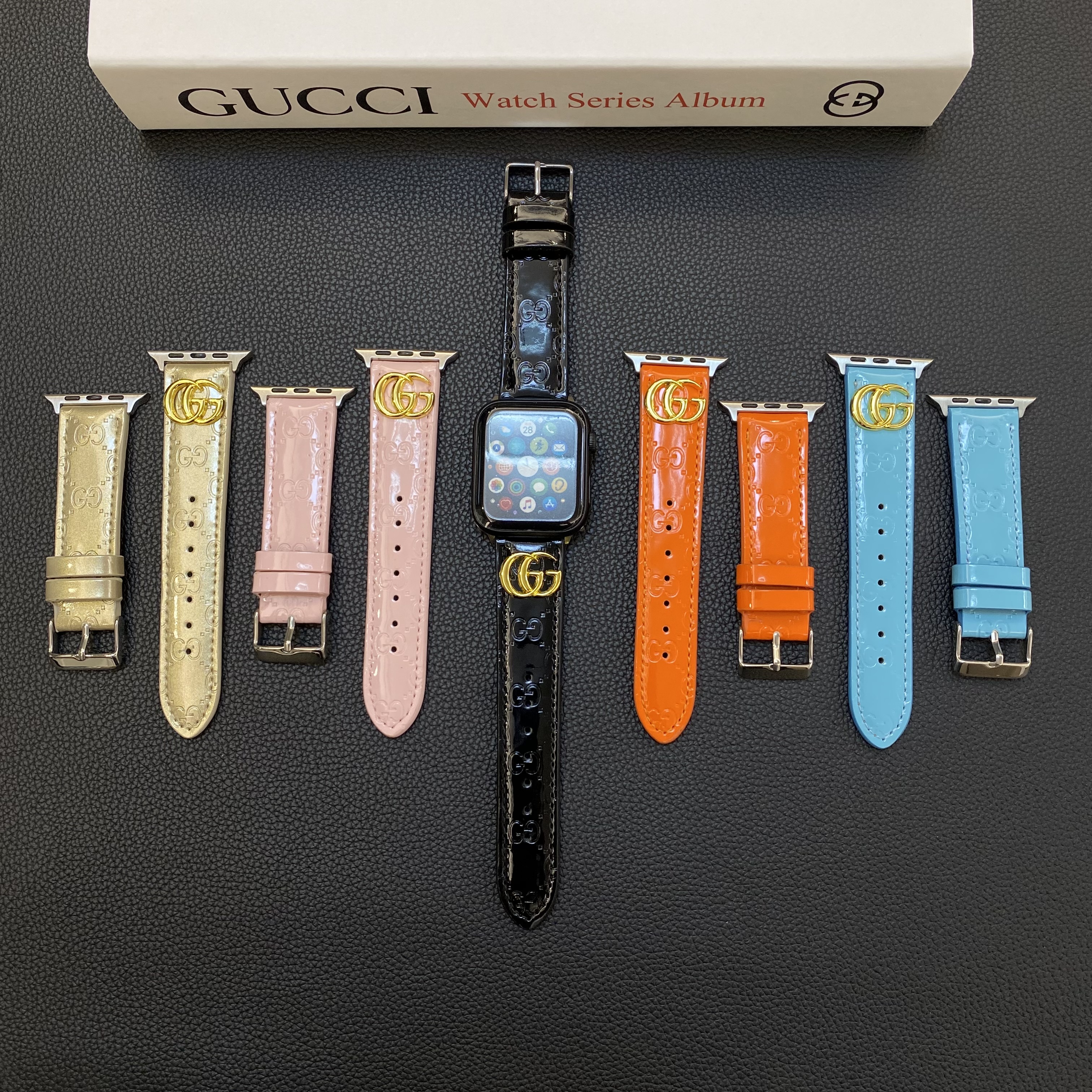 Leather GG Apple Watch Band Pink-LGk240509-GTOCASE