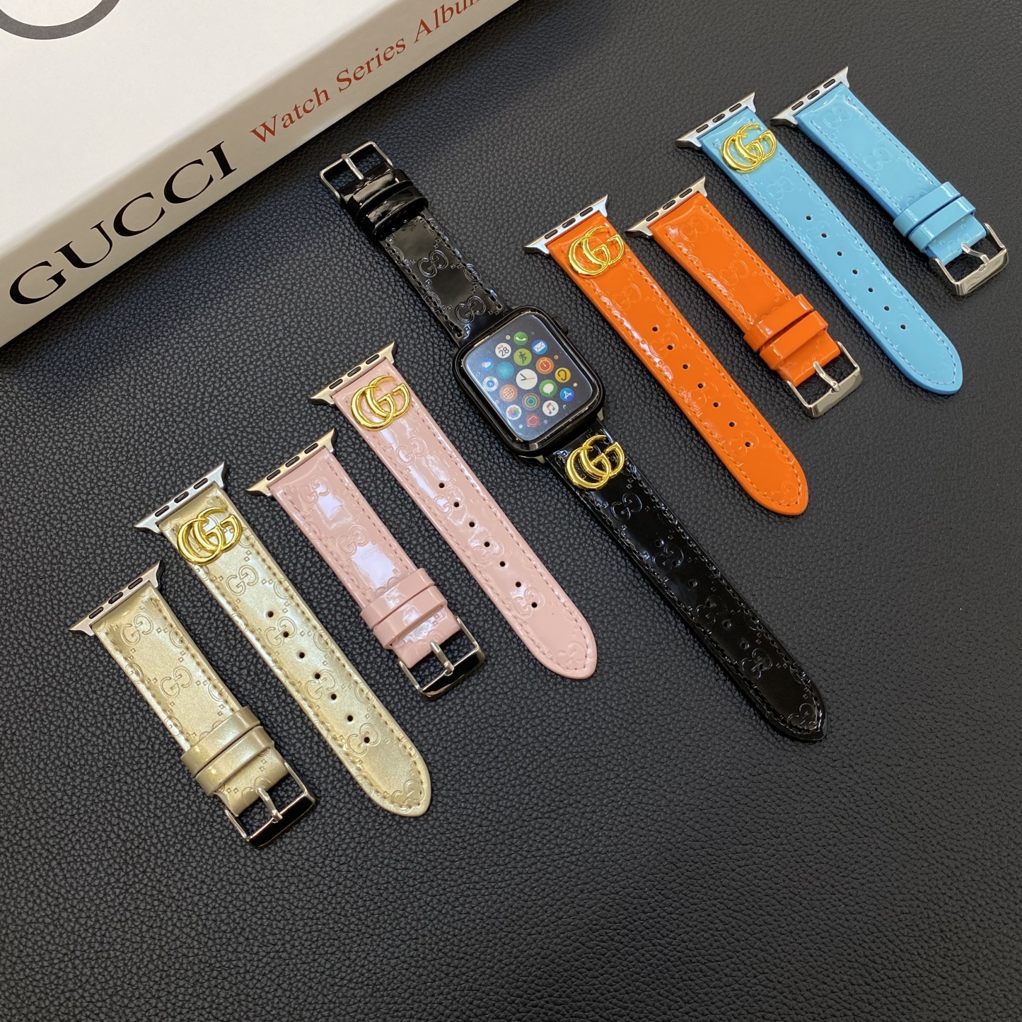 Leather GG Apple Watch Band Black-LGk240509-GTOCASE