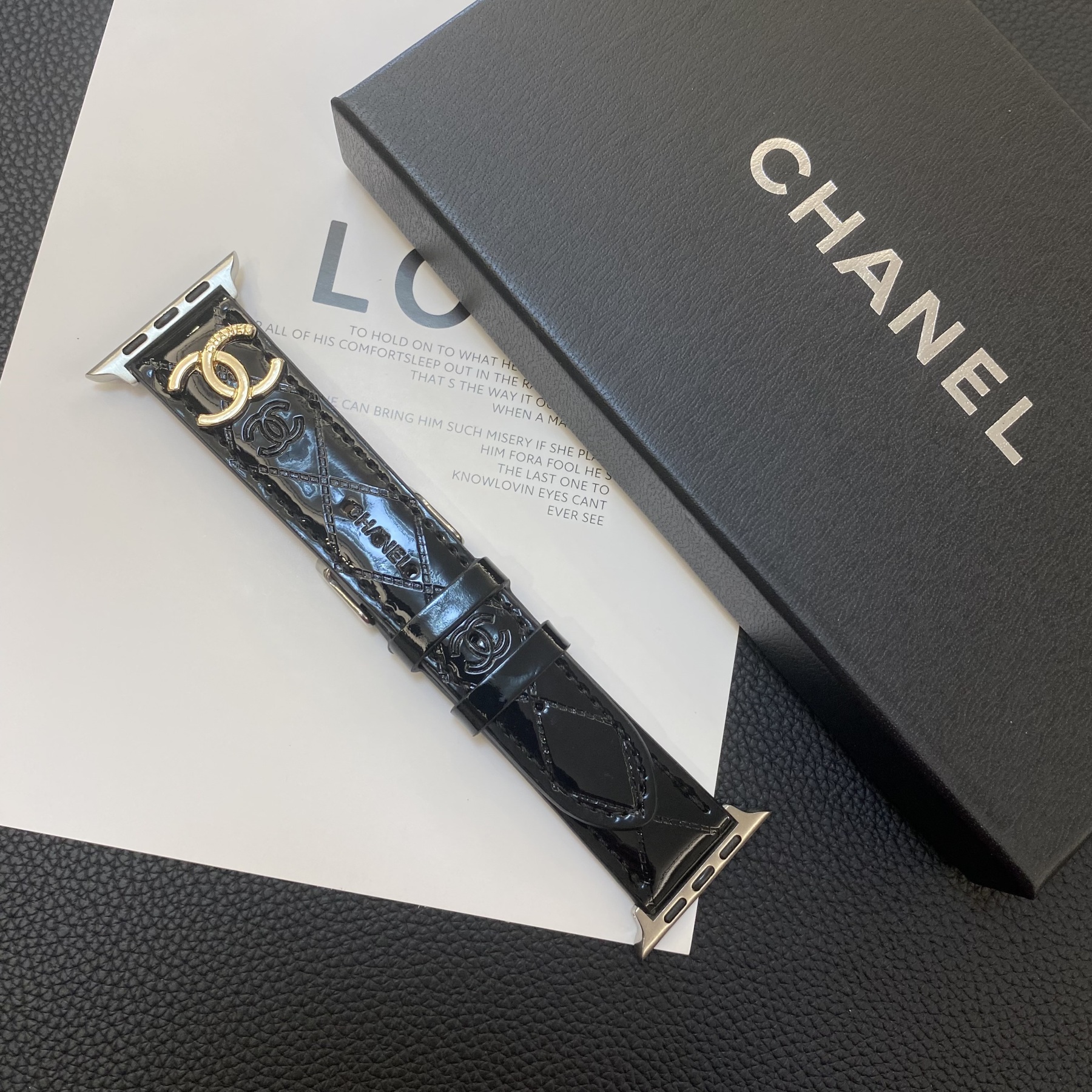 Leather CC Apple Watch Band Black-DLG240509-GTOCASE