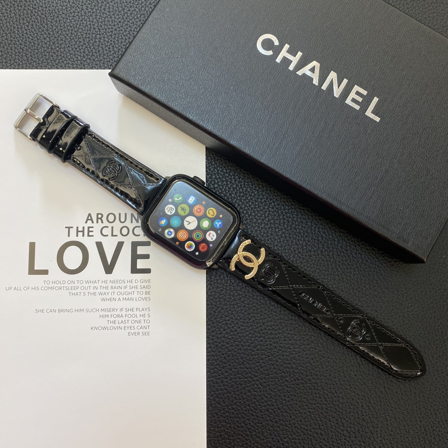 Leather CC Apple Watch Band Black-DLG240509-GTOCASE