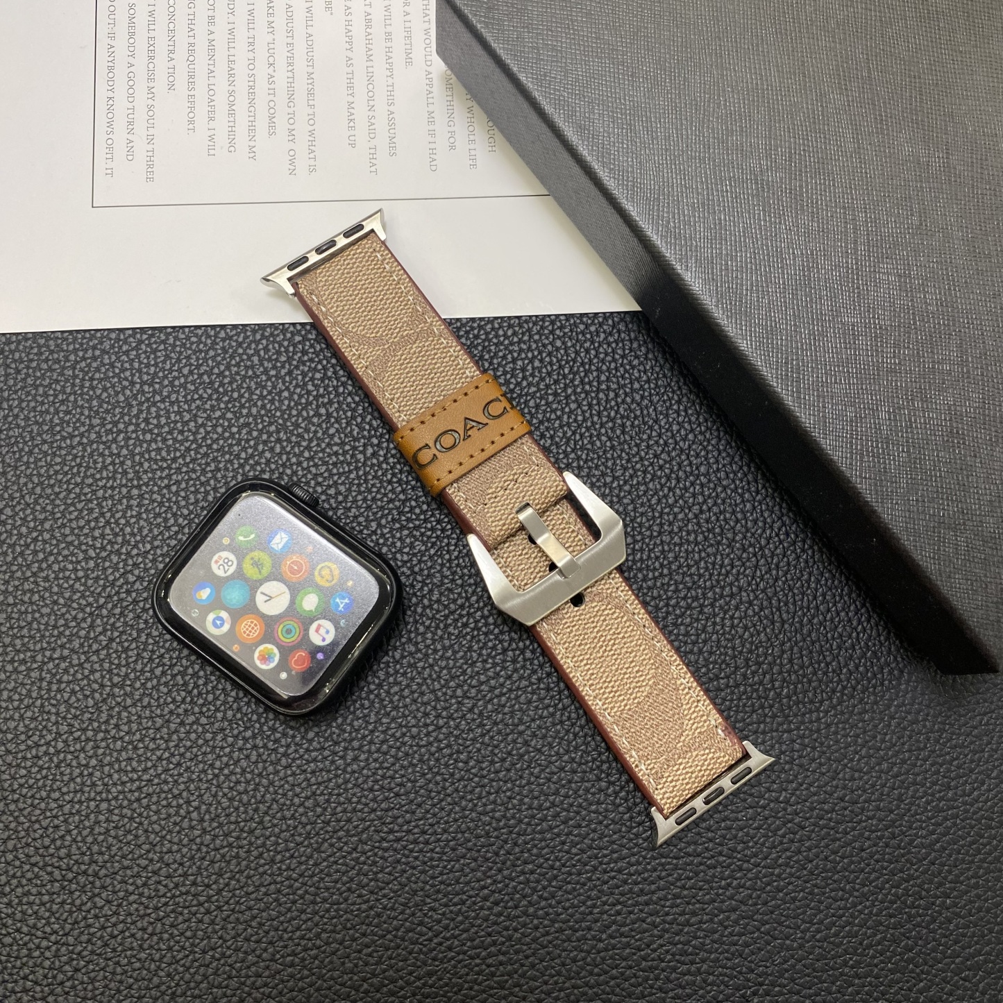 Leather C Apple Watch Band Light Brown-YHK244221710-GTOCASE