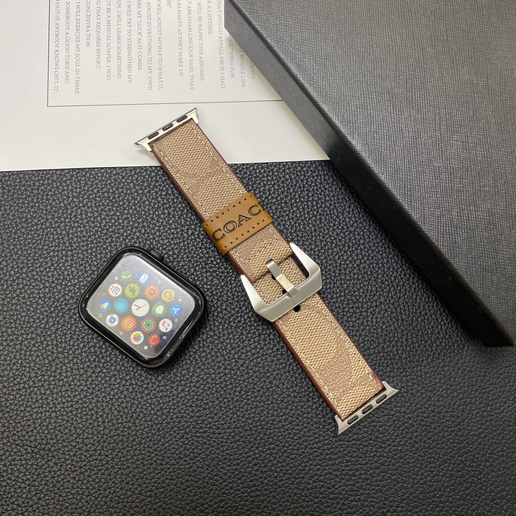 Leather C Apple Watch Band Light Brown-YHK244221710-GTOCASE