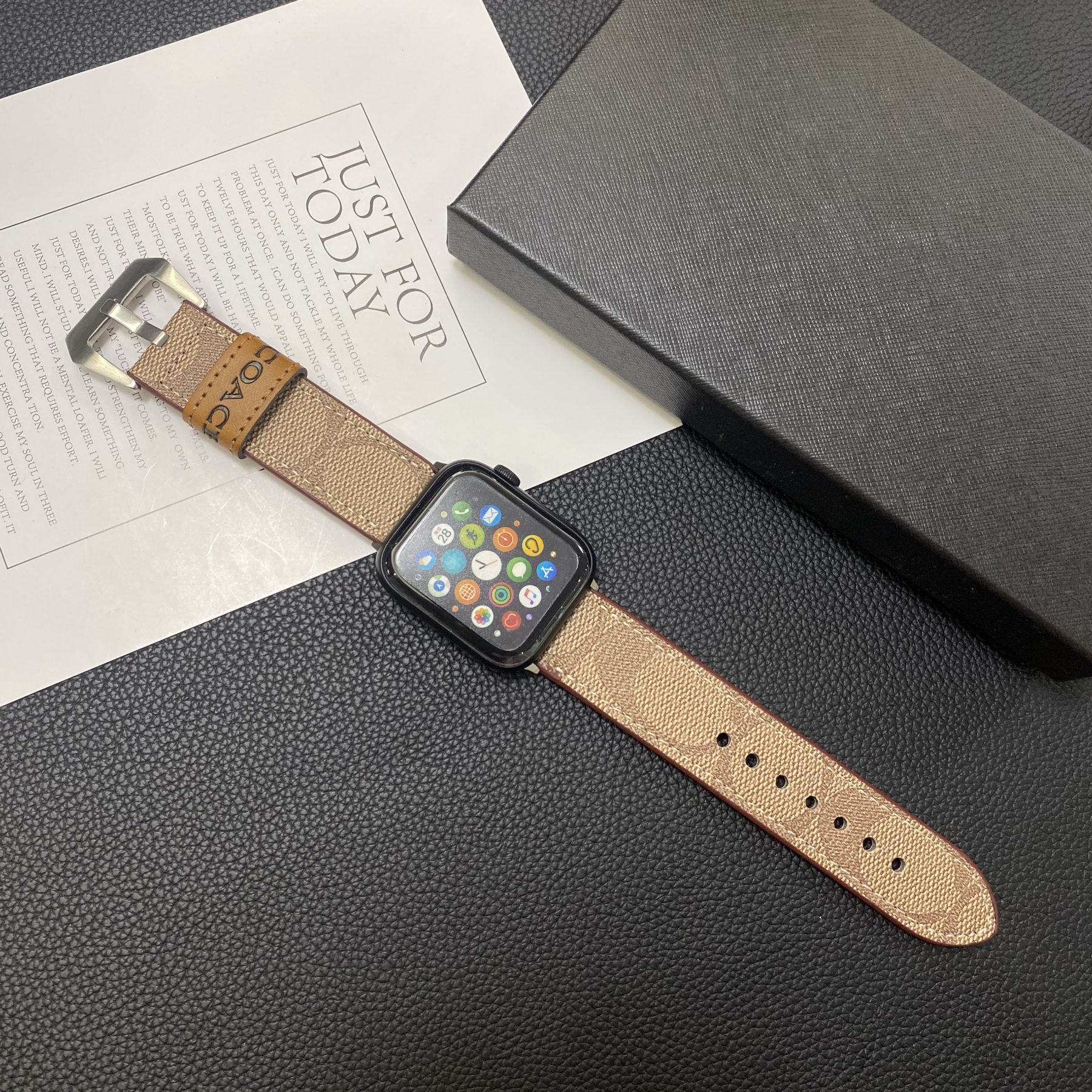 Leather C Apple Watch Band Light Brown-YHK244221710-GTOCASE