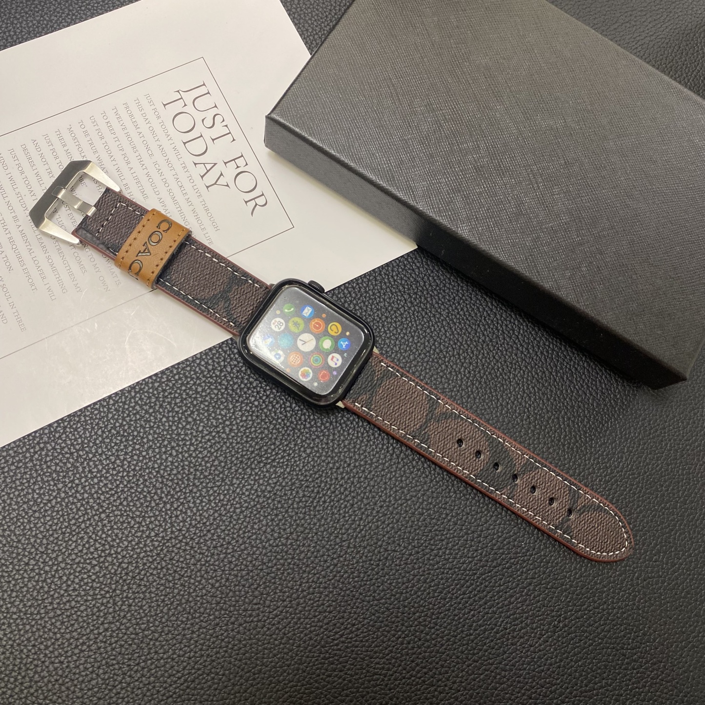 Leather C Apple Watch Band Dark brown-YHK244221710-GTOCASE