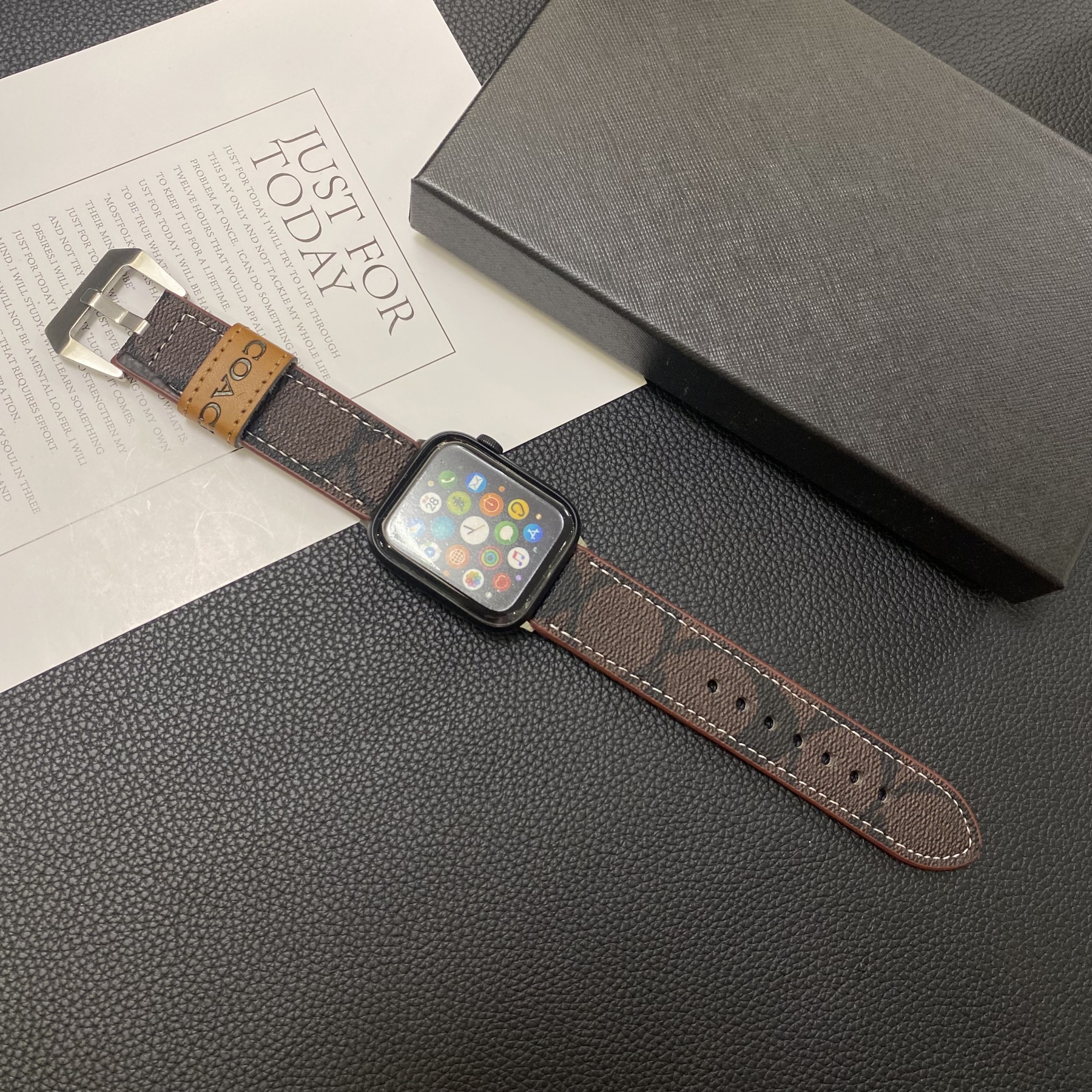 Leather C Apple Watch Band Dark brown-YHK244221710-GTOCASE