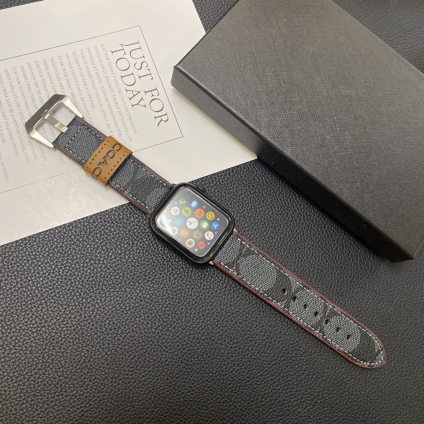 Leather C Apple Watch Band Black-YHK244221710-GTOCASE