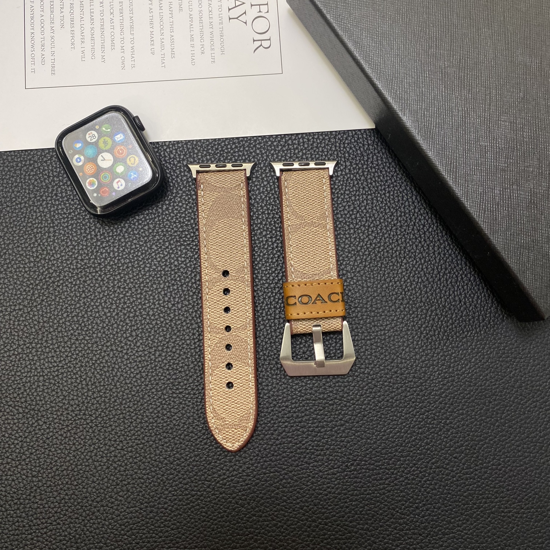 Leather C Apple Watch Band Light Brown-YHK244221710-GTOCASE