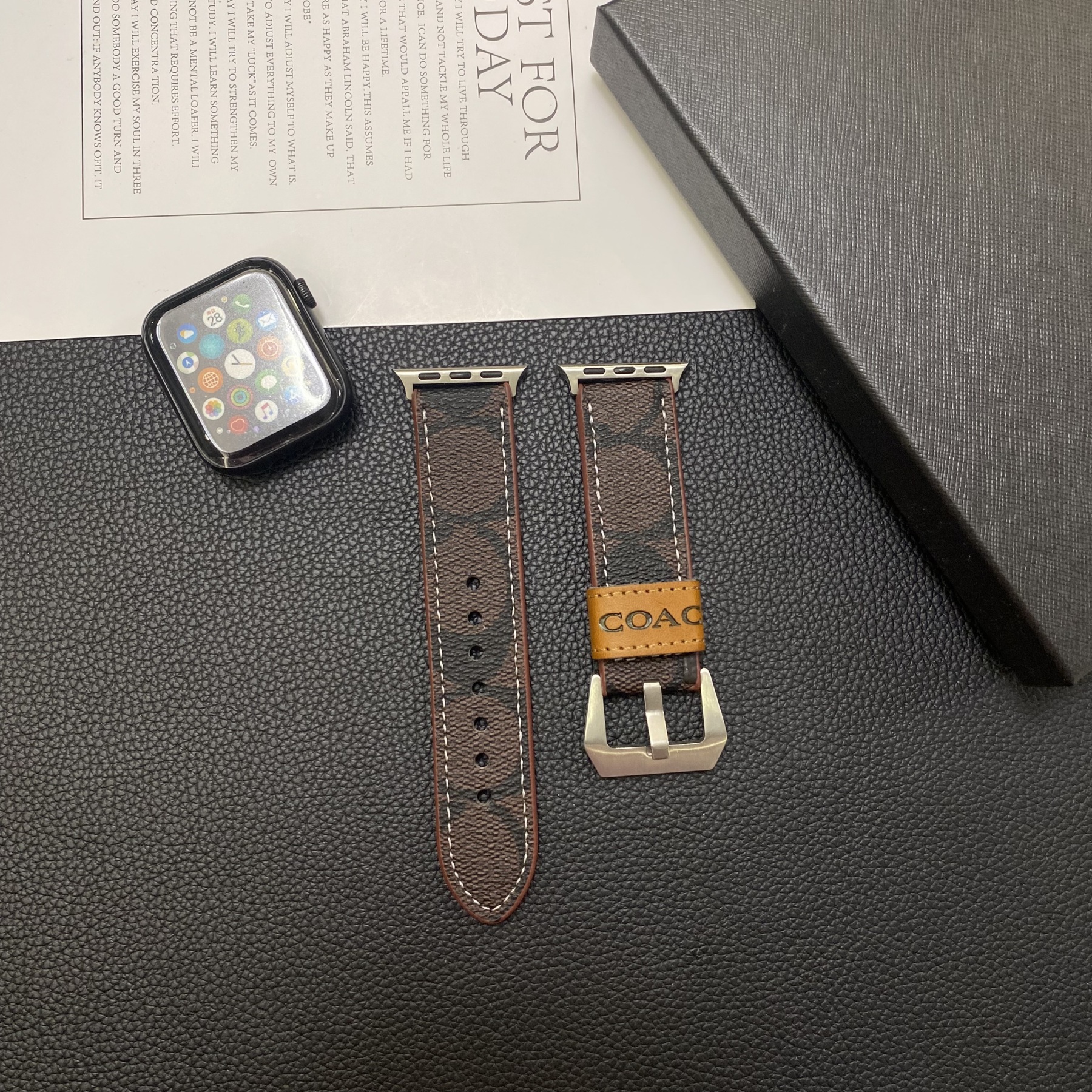 Leather C Apple Watch Band Dark brown-YHK244221710-GTOCASE