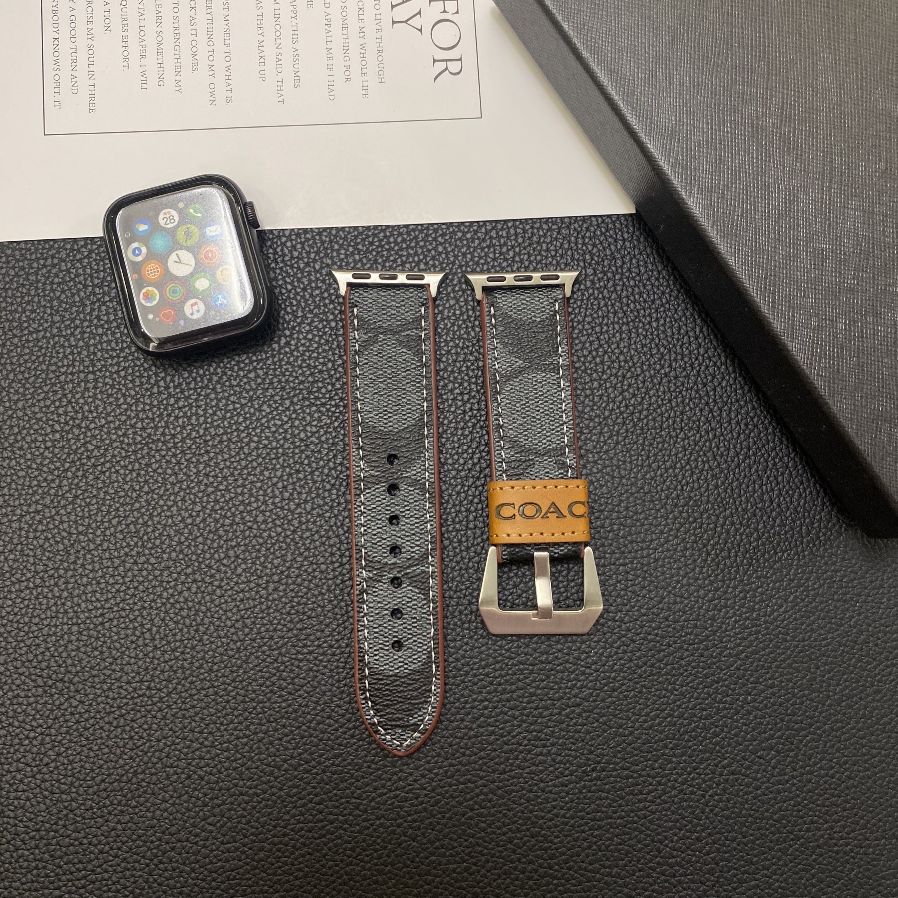 Leather C Apple Watch Band Black-YHK244221710-GTOCASE