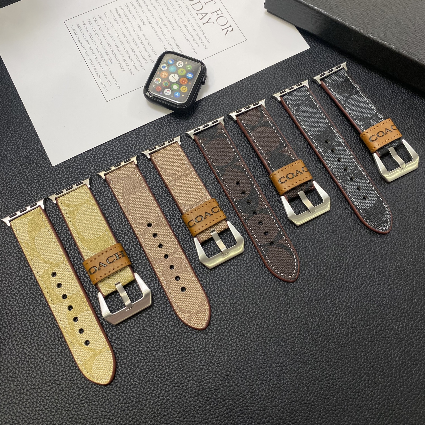 Leather C Apple Watch Band Light Brown-YHK244221710-GTOCASE