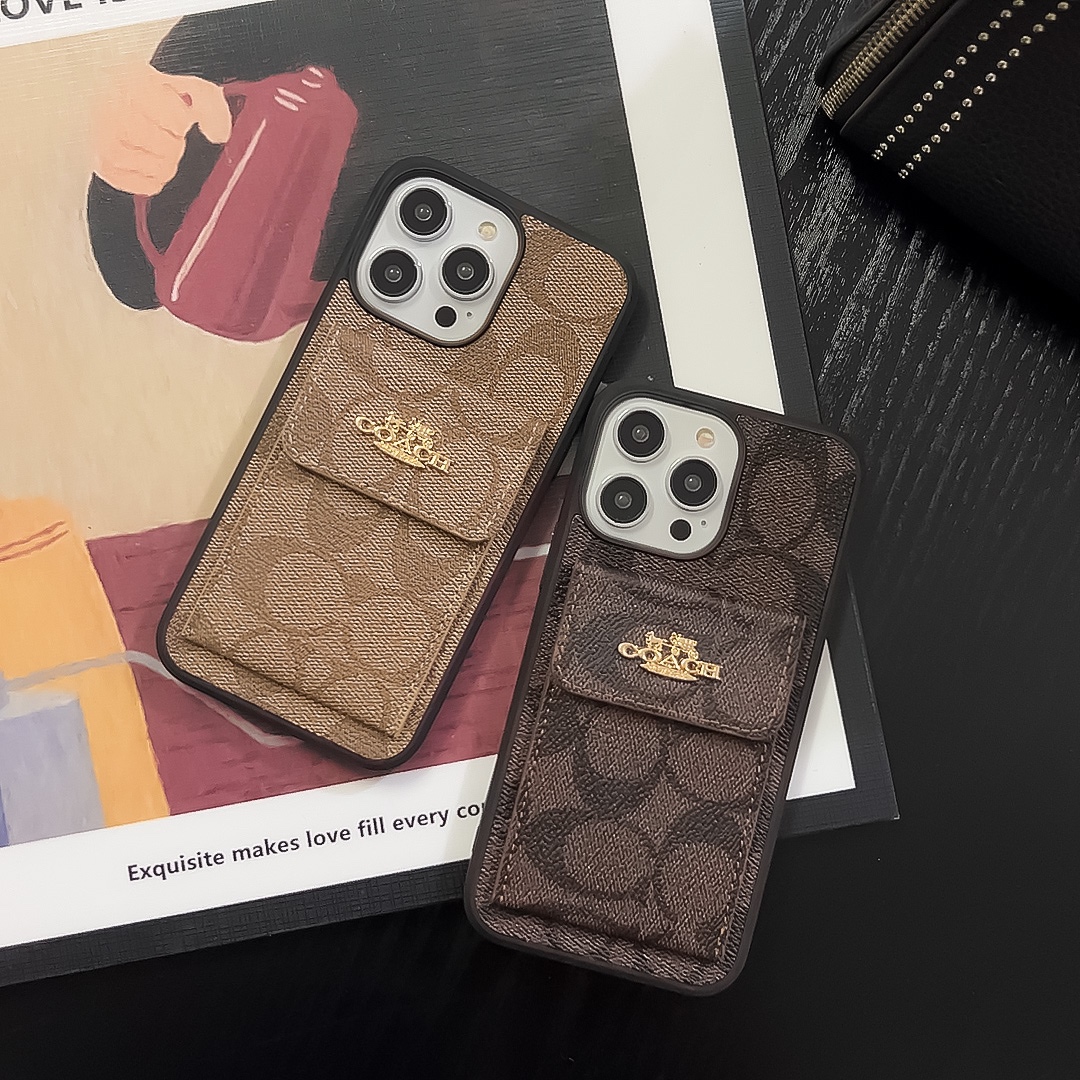 CH  iPhone Case With Card Holder Wallet Dark Brown  -SZK240425-GTOCASE
