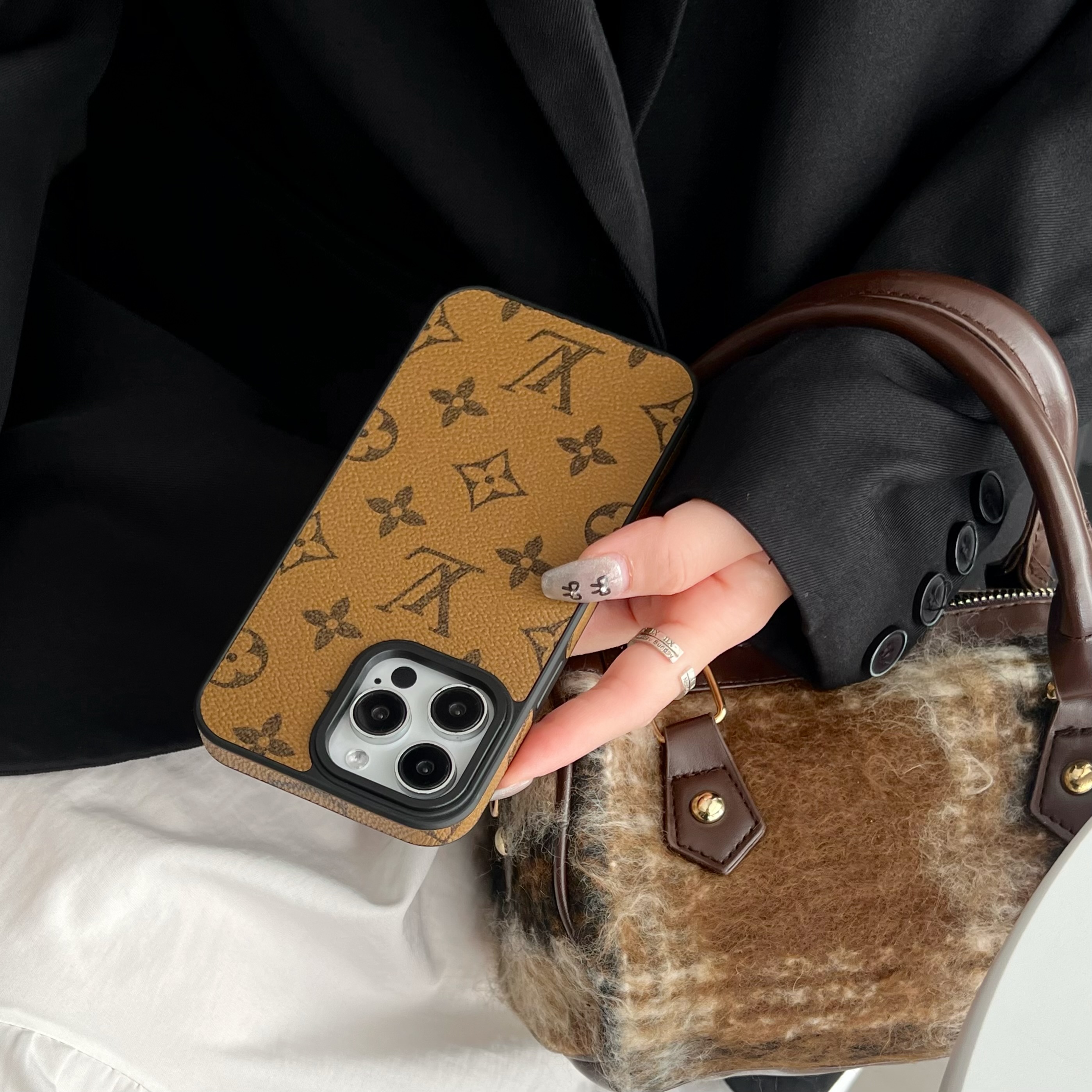 Leather Monogram iPhone Cases Yellow Printing-DDKK251722