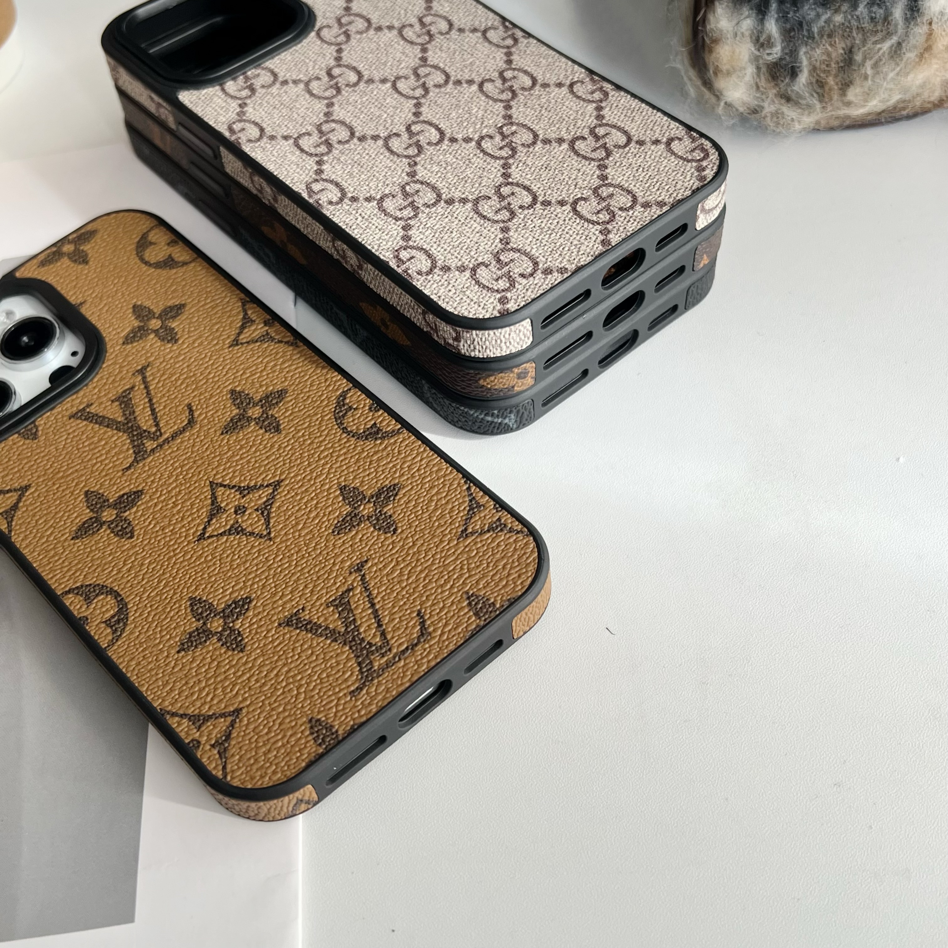 Leather Monogram iPhone Cases Yellow Printing-DDKK251722
