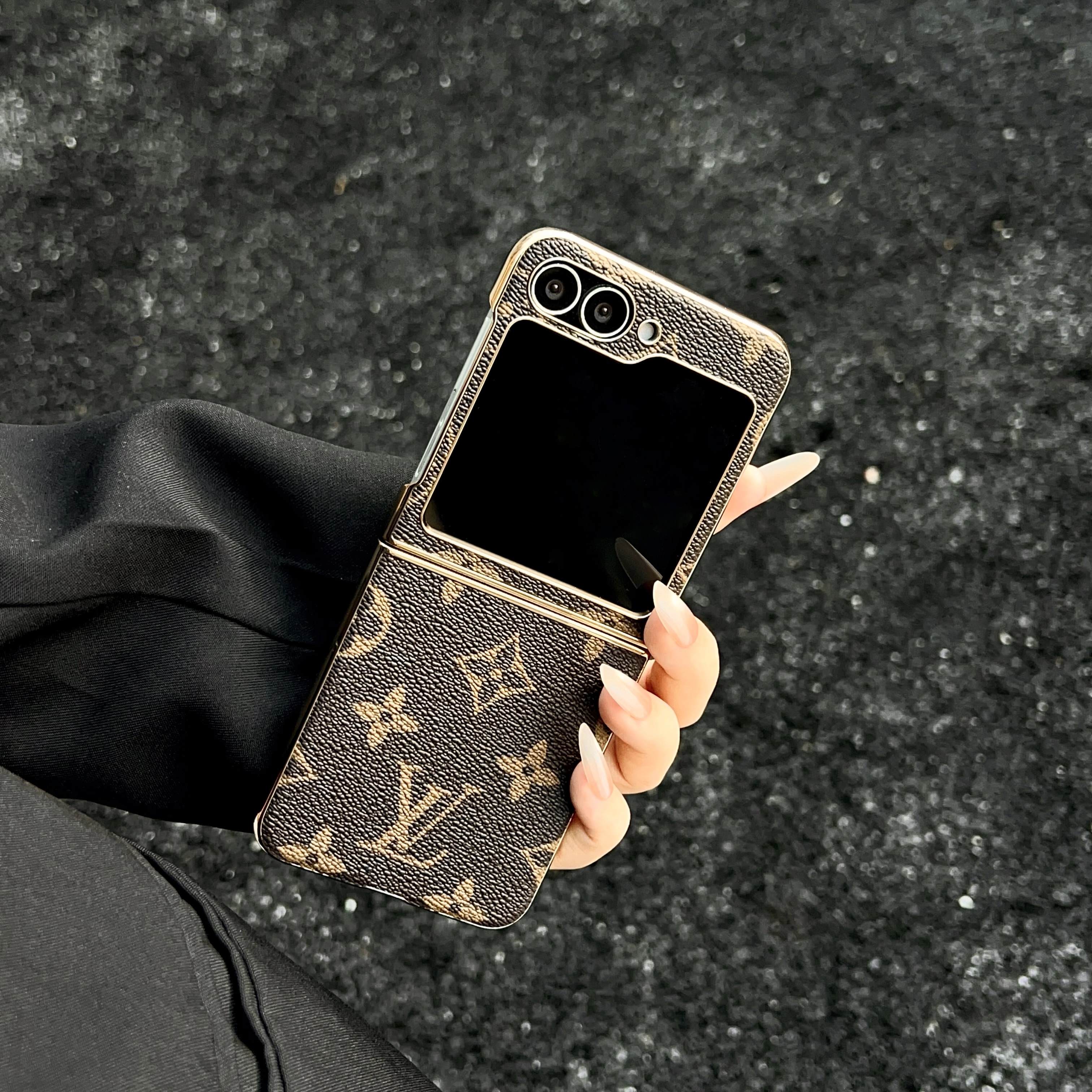 Elegant Leather Monogram Samsung Galaxy Z Flip Series Case-GELV105